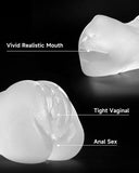 3 in 1 Pocket Pussy Male Masturbator & Drying Stick&Waterproof Storage Bag, Double-Ended Male Sex Toy Mouth Tongue Textured Vagi