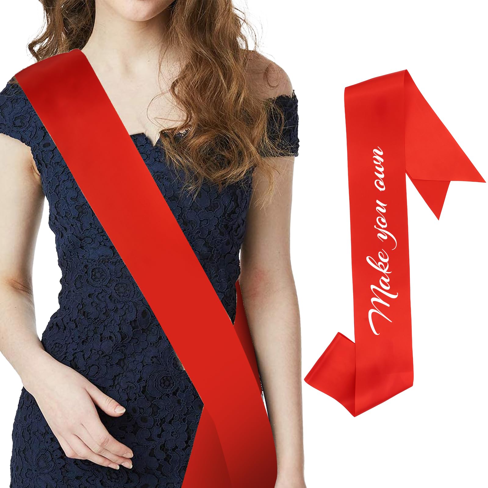 CIEHER Red Blank Sash, Birthday Sash, Bride to Be Sash, Plain Sash, Sashes for Pageants, Custom Sash, Prom Court Sash, Senior Sa