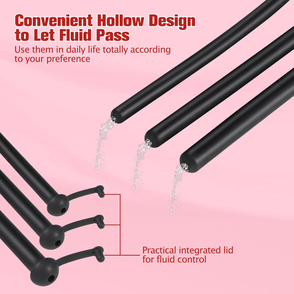 Silicone Penis Plug, 3 PCS Urethral Plug Set, Urethral Dilator, Bladder Stimulation Masturbation Rod, Male Urethral Stretcher, U