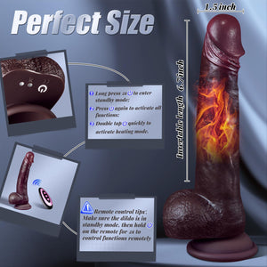 Thrusting Dildo Adult Sex Toys, Heated Black Realistic Dildos with 9 Thrusting & Vibrating Modes for G-Spots clit Anal stimulate