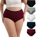 INNERSY Plus Size XL-5XL Big Curvy Woman Cotton Underwear High Waist Briefs 5-Pack(Crimson Twilight,3X-Large)