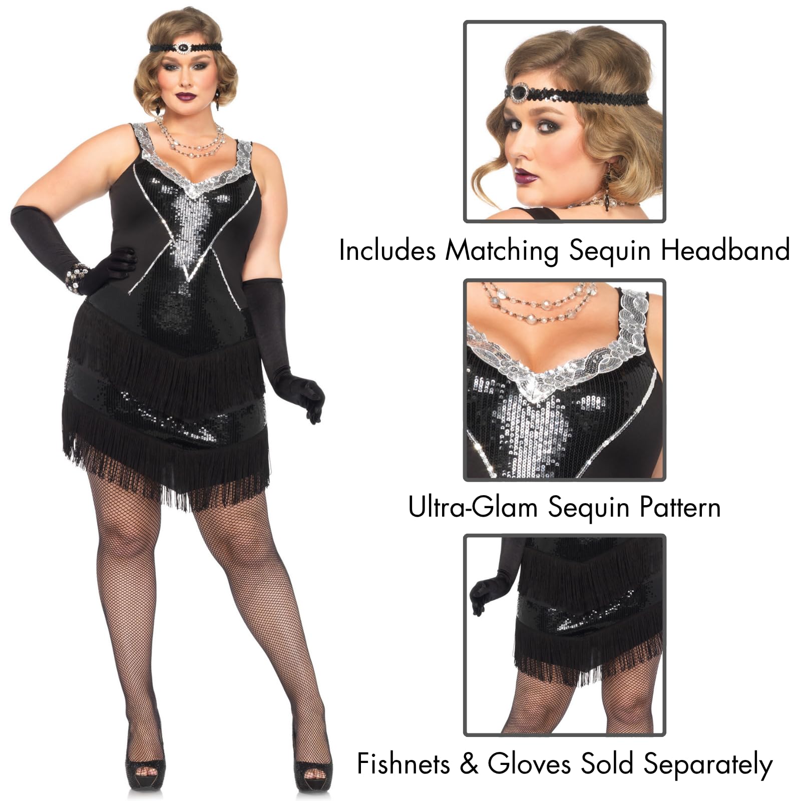 2Pc.Glamour Flapper,Sequin And