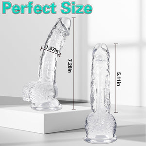 Clear Realistic Dildo, 7.3 Inch Feels Like Skin Body-Safe Material, with Strong Suction Cup for Hands-Free Play, Adult Sex Toys