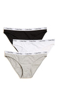 Calvin Klein Womens 3 Pack Carousel Bikini Panty, Black/White/Grey, Small