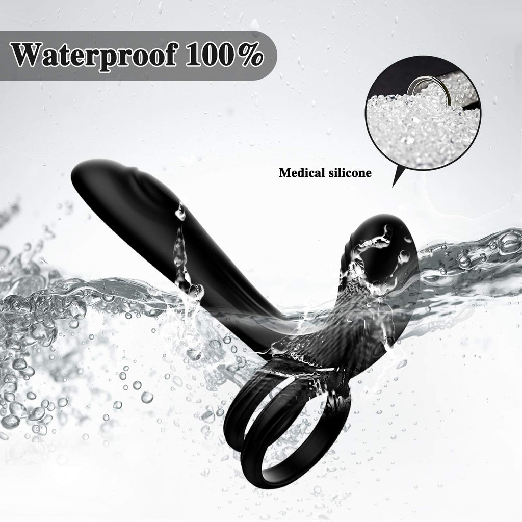Couple Vibrator With Dual Penis Ring, 10 Vibrating Mode G-Spot And Clitor Simulator 3 In 1 Vibrator Rechargeable Waterproof Adult Sex Toy With Remote Control For Couple