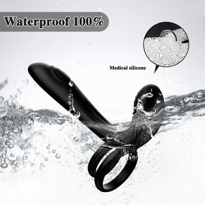 Couple Vibrator With Dual Penis Ring, 10 Vibrating Mode G-Spot And Clitor Simulator 3 In 1 Vibrator Rechargeable Waterproof Adult Sex Toy With Remote Control For Couple