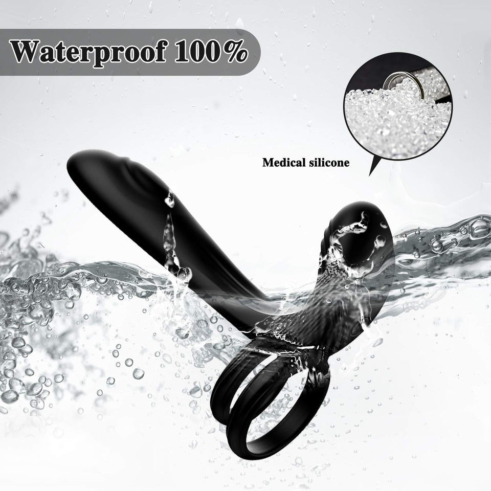 Couple Vibrator With Dual Penis Ring, 10 Vibrating Mode G-Spot And Clitor Simulator 3 In 1 Vibrator Rechargeable Waterproof Adult Sex Toy With Remote Control For Couple