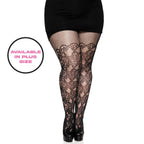 Floral vine net pantyhose O/S