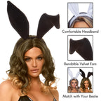 Leg Avenue Bendable velvet bunny ears. Black Color