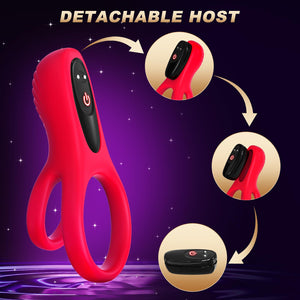 JIAYYA Vibrating Cock Ring with Clitoral Stimulator, Pleasure Penis Ring Vibrator Couples Adult Sex Toys for Men Women, 9 Vibrat