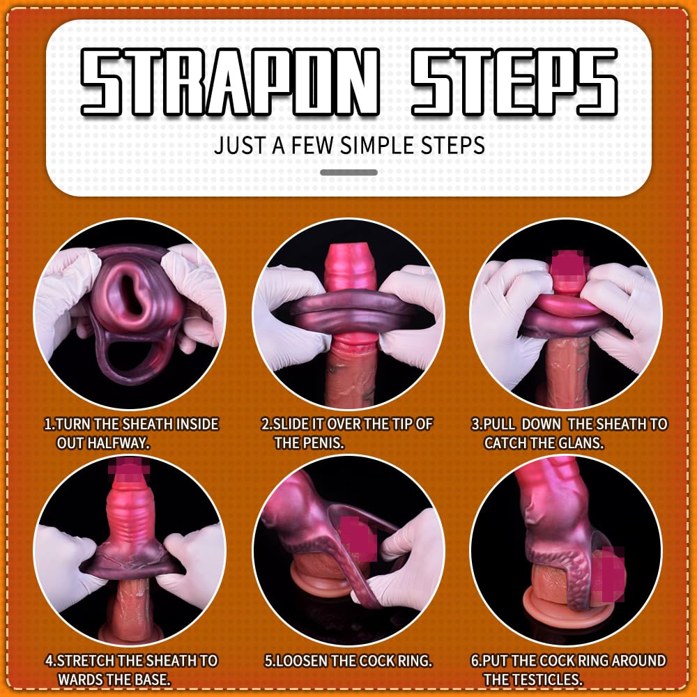 Penis Sleeve Monster Dildo Sleeve Girth Extension Sex Toys for Men,Penis Ring Delay Ejaculation Enhance Erection Penis Enlargeme