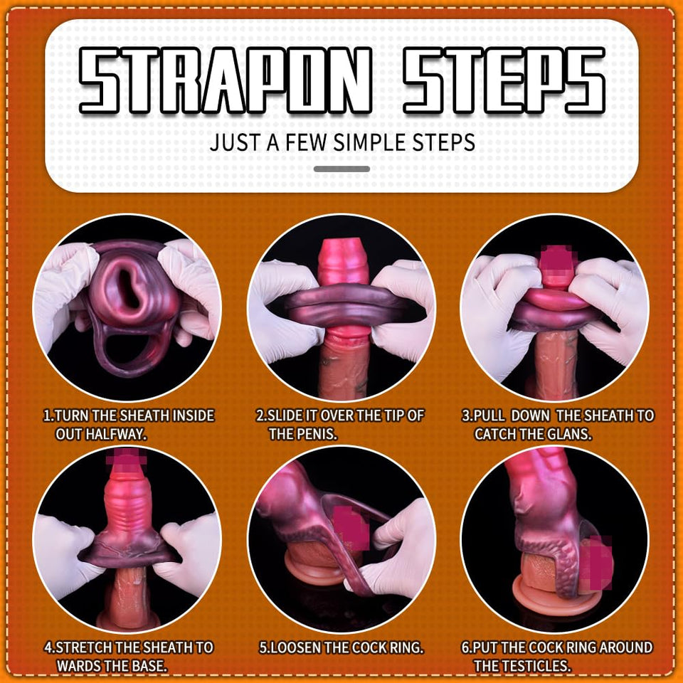 Penis Sleeve for Small Size Animal Cock Sleeve Girth Extension Sex Toys for Men, Pink Silicone Penis Ring Delay Ejaculation Enha