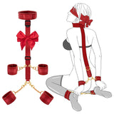 Sex Bondage BDSM Restraints Kit - UTIMI Collar Wrist Behind Back Restraint Ankles Cuffs with Blindfold and Adjustable Straps Han