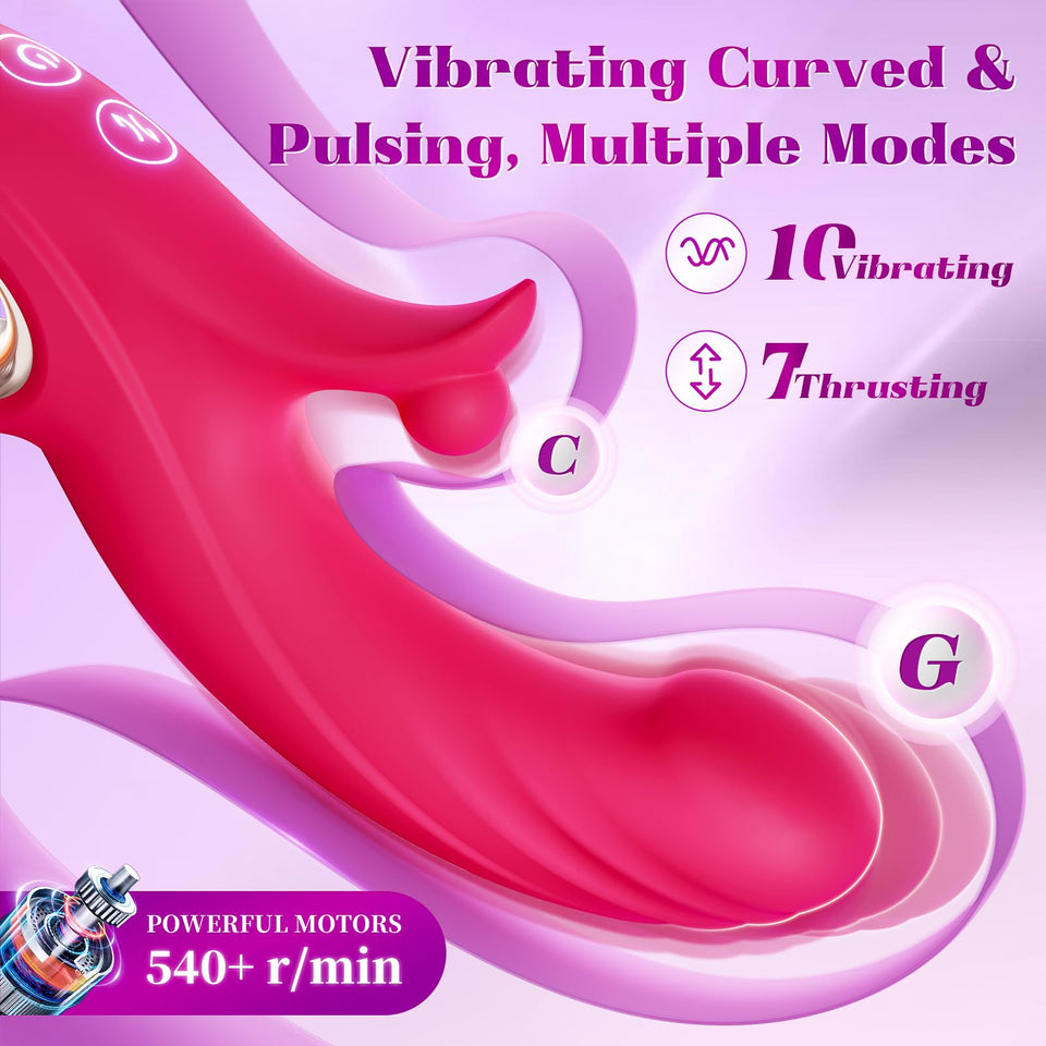 Toendi Thrusting Vibrator Rabbit Vibrators for Women - G Spot Vibrator Clitoral Sex Toys with 10 Vibrating 7 Thrust Modes & Heat