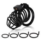 Male Cock Cage Chastity Device - Chastity Cage with 4 Active Rings Adult Sex Toy for Men Penis Exercise | Key and Lock Included