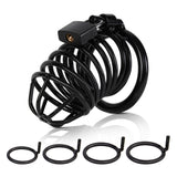 Male Cock Cage Chastity Device - Chastity Cage with 4 Active Rings Adult Sex Toy for Men Penis Exercise | Key and Lock Included