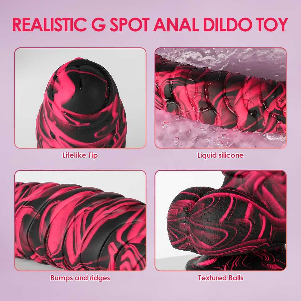 Thick Realistic Dildo Adult Sex Toys, 10.43 Inch Soft Safety Silicone G-spot Anal Stimulator with Strong Suction Cup, Fantasy Di