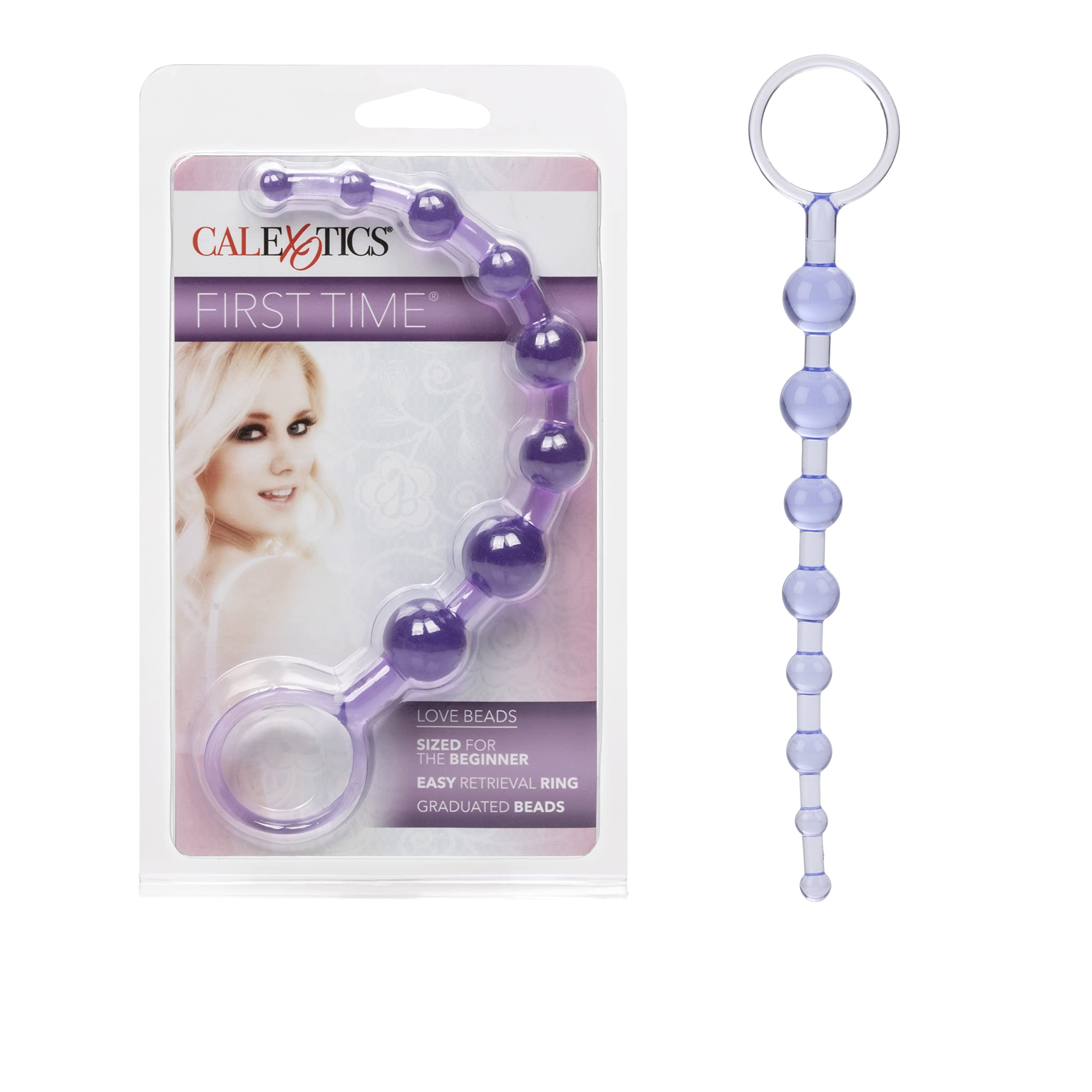 Calexotics First Time Love Beads, Butt Plug With Retrieval Ring And Graduated Anal Beads - Purple Se-0004-32-2