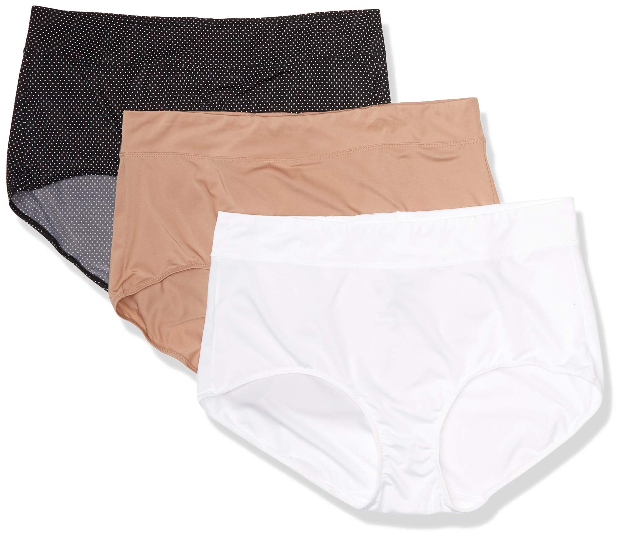 Warners womens Blissful Benefits No Muffin 3 Pack Brief Panty Underwear, Tw/Ta/Ub and Tw Pin Dot, X-Large US