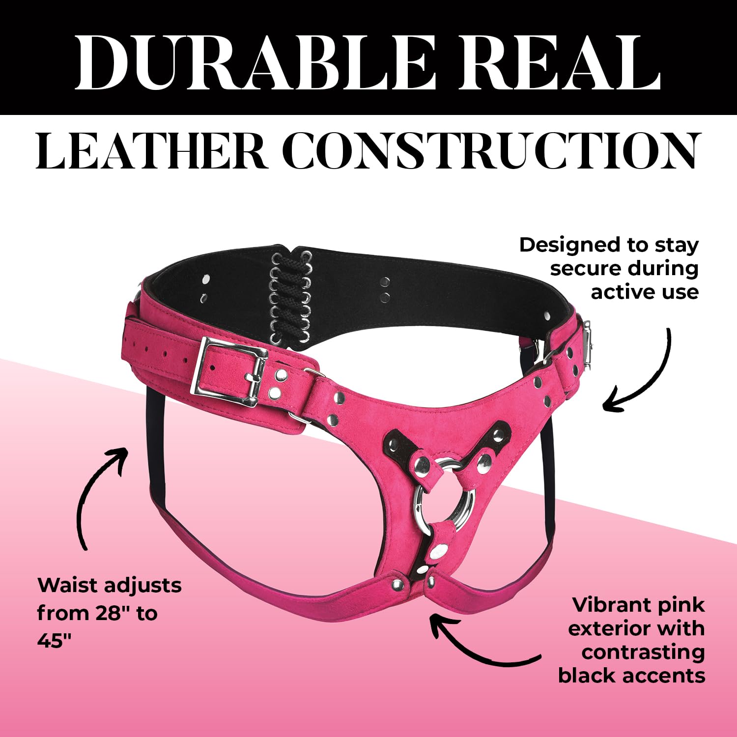 Strap U Bodice Deluxe Leather Harn Pnk