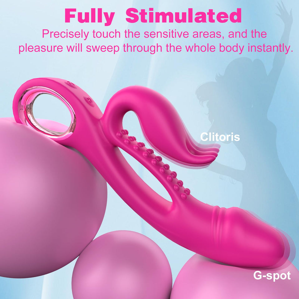 Ablushgirl Rabbit Vibrators G Spot Clitoral Vibrator, Upgraded Realistic Dildo Female Sex Toys with 10 Powerful Vibrations Nippl
