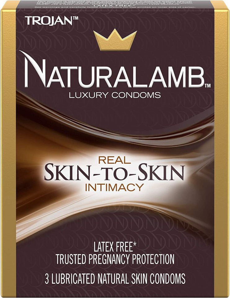 Trojan Naturalamb Natural Skin Lubricated Luxury Condoms - 3 ct, Pack of 5