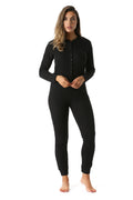 #followme Womens Thermal Henley Onesie Union Suit 6743-BLK-XL Black
