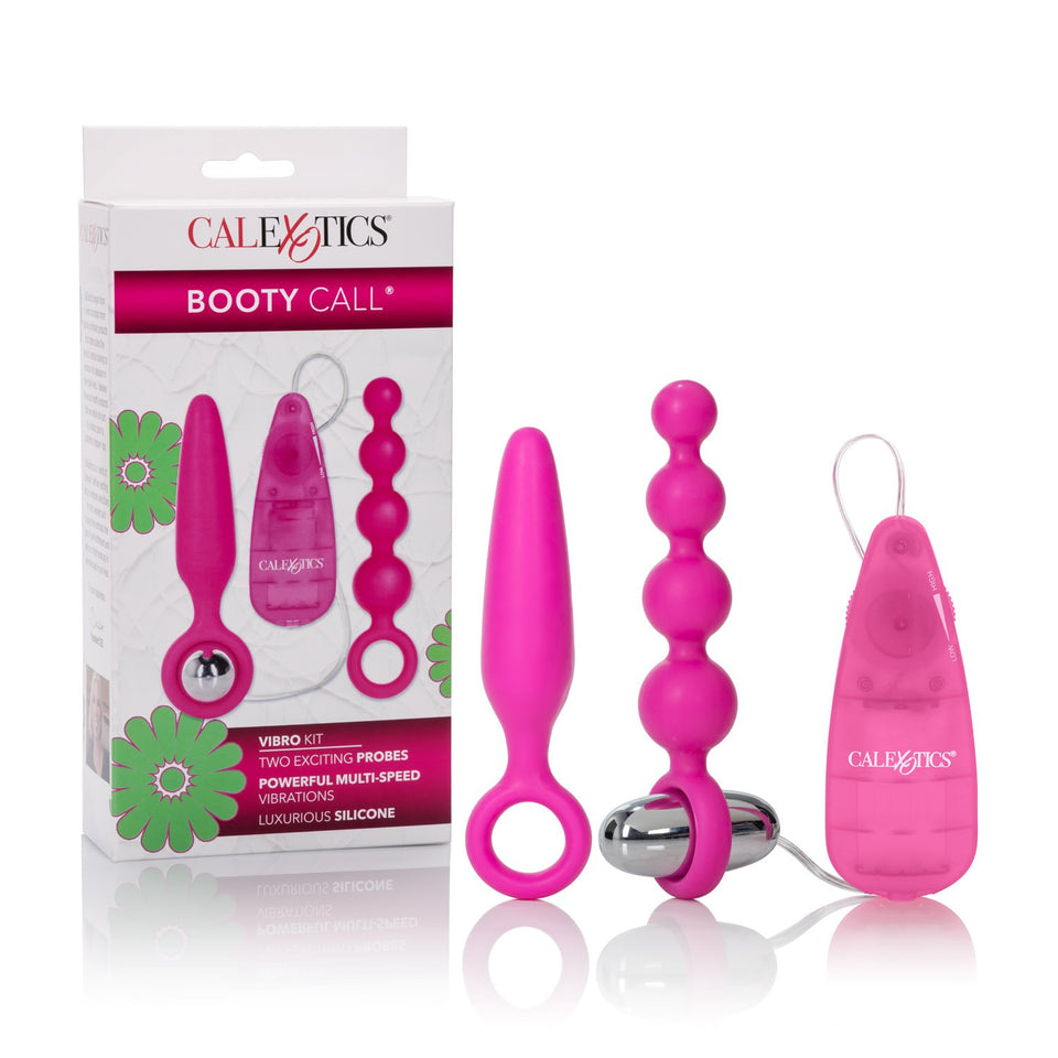 Calexotics Booty Call Vibro Kit - Vibrating Bullet Anal Pleasure Beads - Vibe Egg Anal Probe Adult Sex Toy - Pink