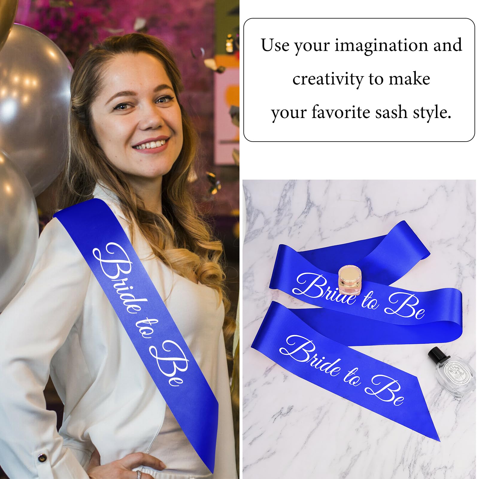 CIEHER Blue Sash Blank Satin Sash Bride Sash Custom Sash Prom Court Sash Mommy to Be Sash Birthday Sash Bride to Be Sash Bachelo