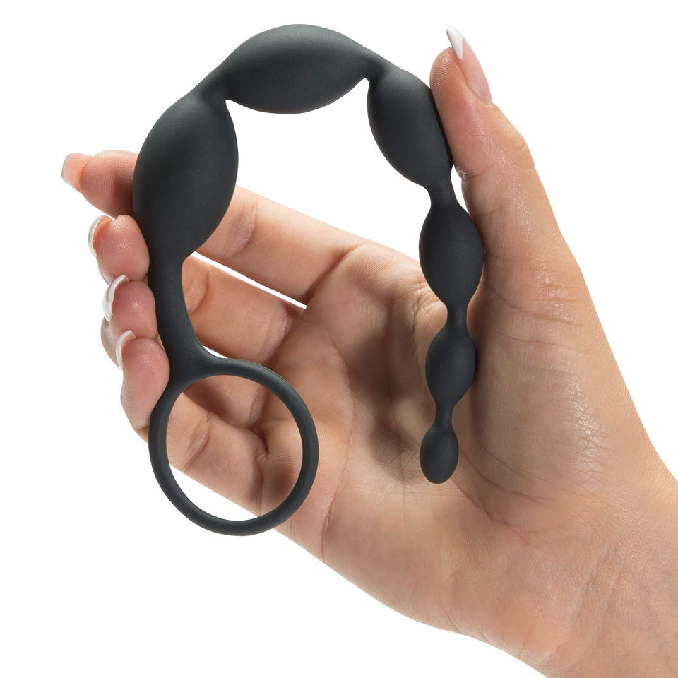 Fifty Shades Of Grey Pleasure Intensified Black Silicone Anal Beads - Graduated Size - 7.5 Inch