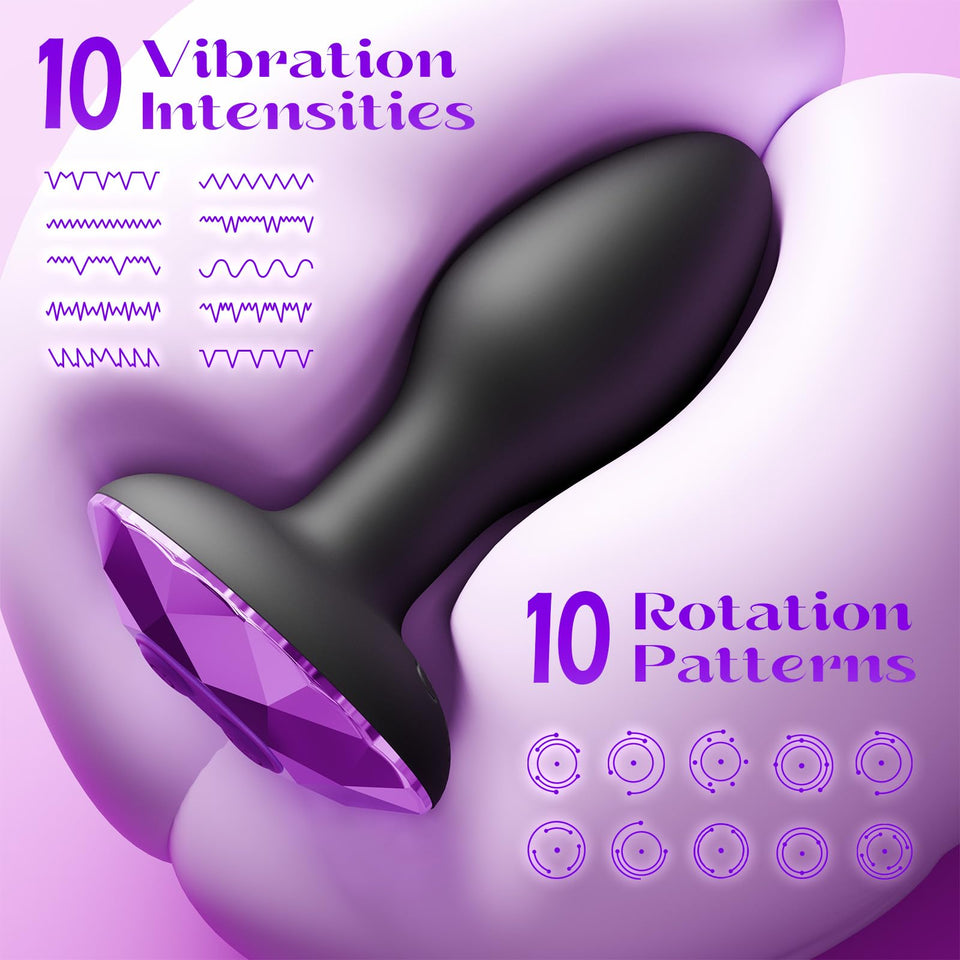 Anal Plug Adult Sex Toy with 10 Rotating & Vibration Settings, Couple Sex Toys Anal Vibrator, Vibrating Butt Plug Sex Toys for M