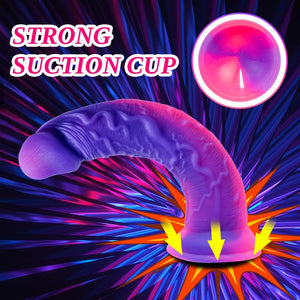 7 Inch Silicone Realistic Soft Beginner Slim Dildo for Women Men Lesbians, Funny Small Cute Purple Pink Anal Dildo Strong Suctio