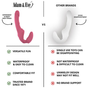 Adam & Eve Eveas Vibrating Strapless Strap On Dildo Pink  Rechargeable & Waterproof Silicone Vibrator With Multiple Vibration Mo