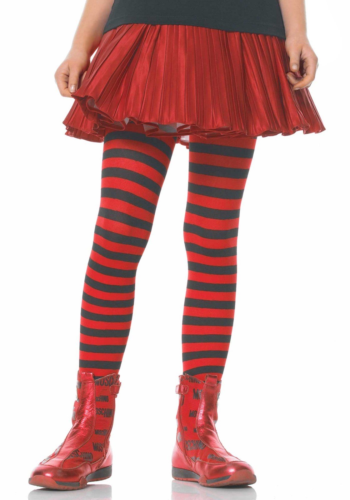 Girl Stripe Tights Large Black
