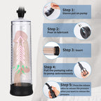 Live4Cool Vacuum Penis Pump Strengthen Manual Penis Enlarger Booster Extender Device For Men Penis Massage Care Male Sex Toy With 1Pcs Lifelike Vagina Sleeve, 3Pcs Suction Sleeves In 3 Sizes