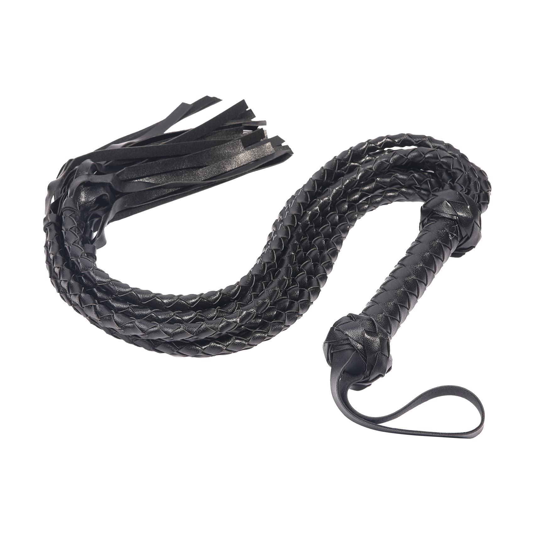 VENESUN Bondage Spanking Flogger, 31.5inch Faux Leather Whips for Adult BDSM Play, Black