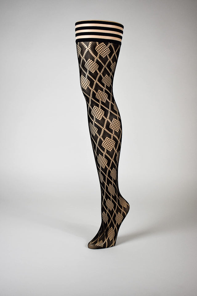 Kixies Elle Black Fishnet Diamond Size D