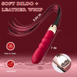 Sex Whip with G Spot Vibrators - BDSM Leather Sex Whips Female Sex Toys Dildo Vibrator with 10 Vibrating Pattern, Couples Adult