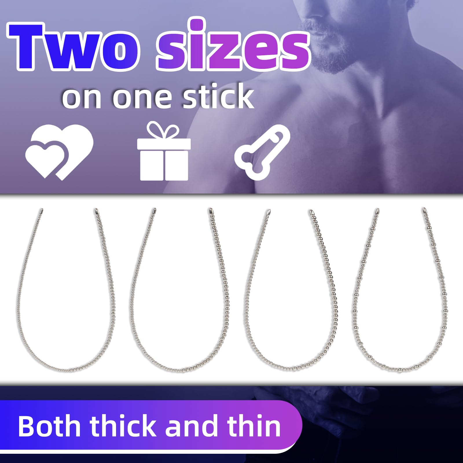 Kutocesy Double Head Stainless Steel Penis Plug Extra Long Pull Bead Urethral Dilator Double Urethra Toys Male Masturbation Sex