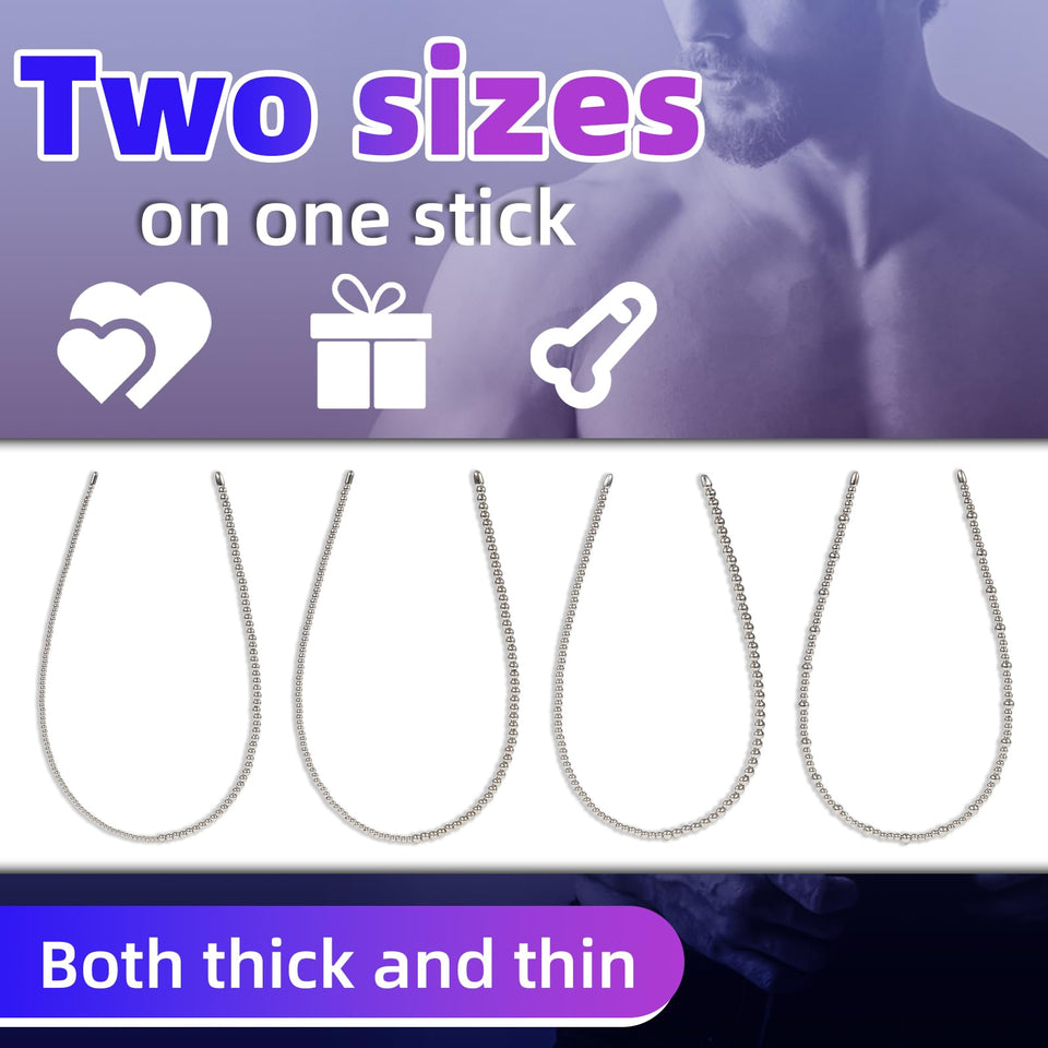 Kutocesy Double Head Stainless Steel Penis Plug Extra Long Pull Bead Urethral Dilator Double Urethra Toys Male Masturbation Sex