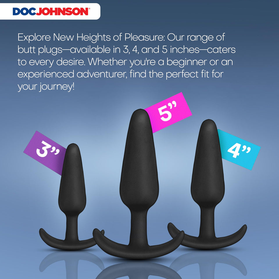 Doc Johnson Mood - Naughty 1 Trainer Set - Small, Medium, Large - Silicone Butt Plugs with Tapered Base for Comfort Between The