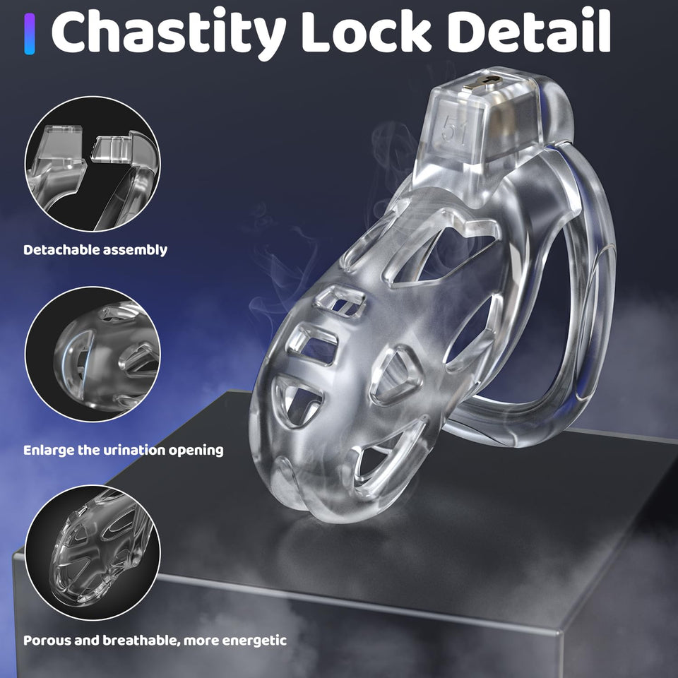 Yivans Male Chastity Device Cock Cage, Lightweight Chastity Cage Body-Safe Penis Cage for Men with 3 Different Sizes Ring & Invi