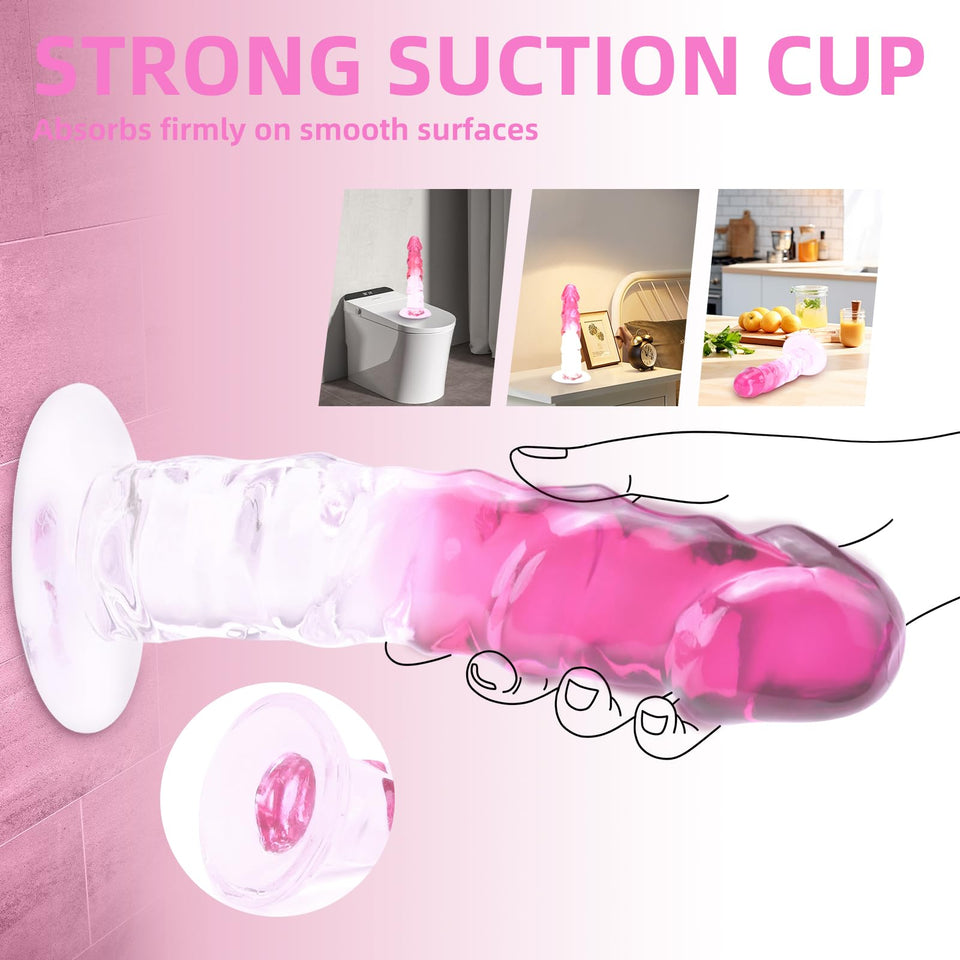 Sex Toy Realistic Pink Dildo for Women - TUFEEL G Spot Adult Toys, Gradient Clear Penis with Strong Suction Cup, Soft Lifelike D