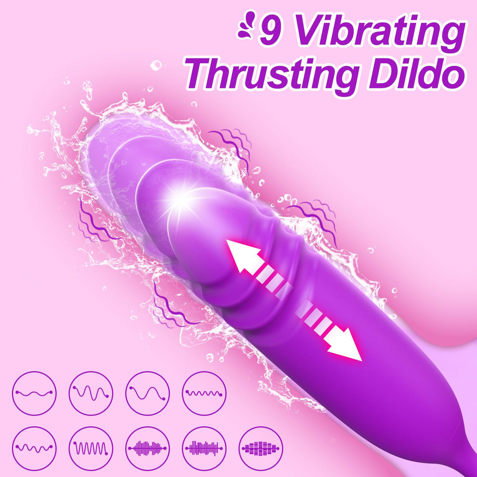 Rose Sex Toy for Women 3 in 1 Sex Stimulator G Spot Vibrator with 9 Tongue Licking & Thrusting Dildo Anal Toys Clitoral Stimulat