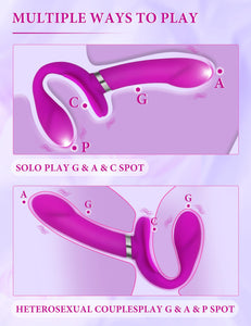 Kocapink Strapless Strap On Dildo G-spot Vibrator, Double Ended Vibrating Lesbian Sex Toys, Clitoral Stimulator with 12 Vibratio