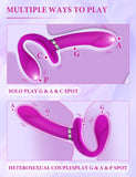 Kocapink Strapless Strap On Dildo G-spot Vibrator, Double Ended Vibrating Lesbian Sex Toys, Clitoral Stimulator with 12 Vibratio