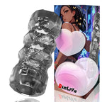 Male Masturbator Sex Toys - Transparent Pocket Pussy Stroker, TPE Male Masturbation Sleeve with 3D Textured, Penis Training Blow