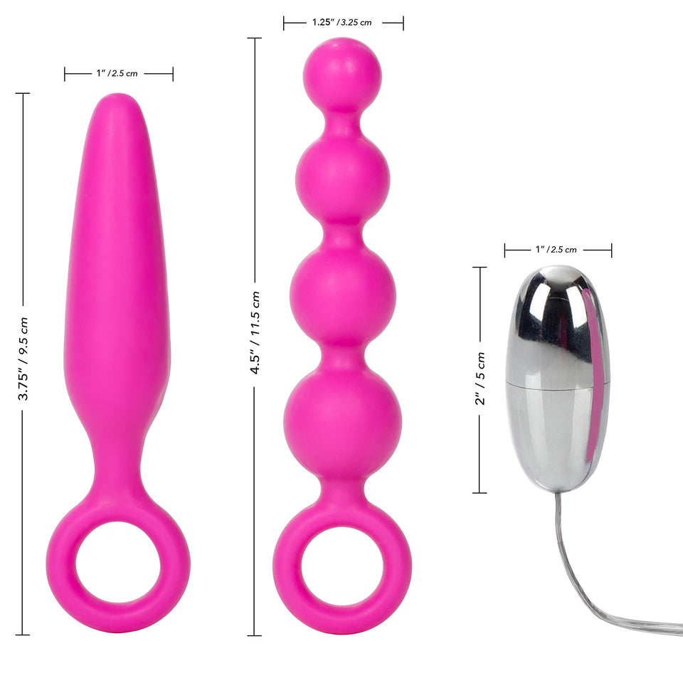 calExotics Booty call Vibro Kit - Vibrating Bullet Anal Pleasure Beads - Vibe Egg Anal Probe Adult Sex Toy - Pink