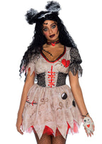 3 Pc Deadly Voodoo Doll, Includes Printed Dress With Net And Stitch Accents, Heart Choker, And Doll Bracelet.