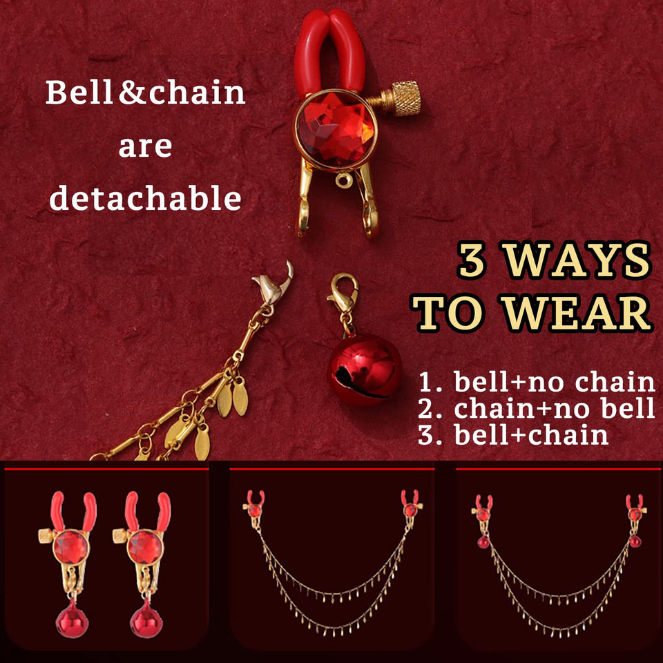 Non Piercing Nipple Clamps for Pressure, Red Adjustable Breast Clit Clip Jewelry Sex Toy Nipple stimulates Women Girl Female Ple